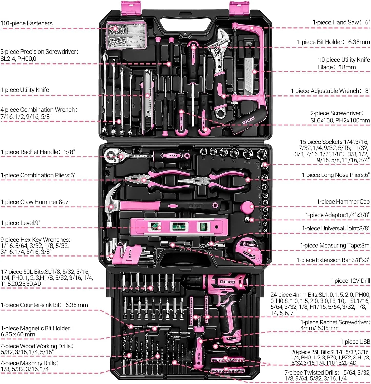 DEKO 12V Cordless Drill Repair Set