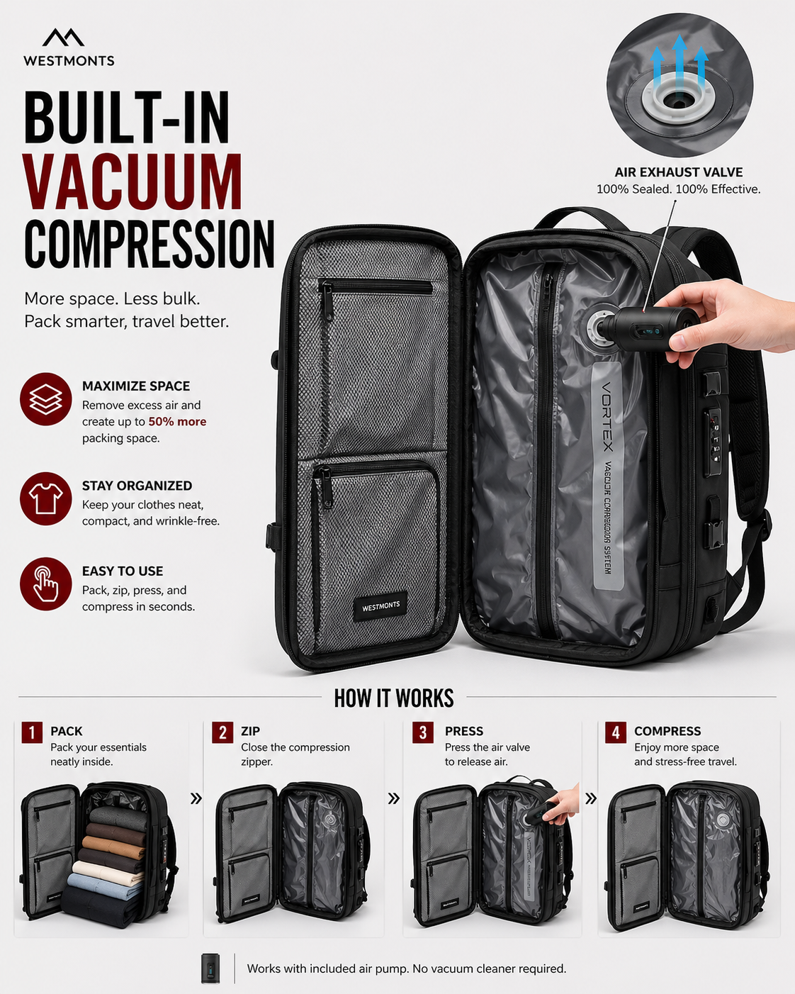 PackForge™ Vaccume Compression Backpack