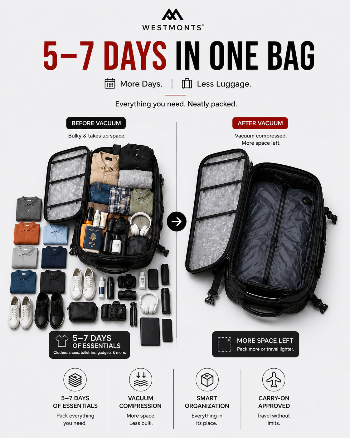 PackForge™ Vaccume Compression Backpack