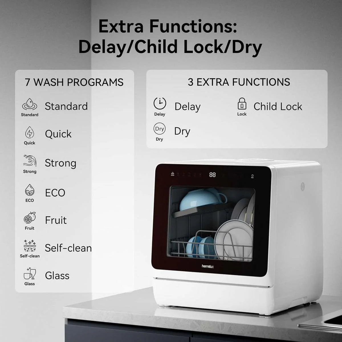 PrimeWash™ Countertop Dishwasher